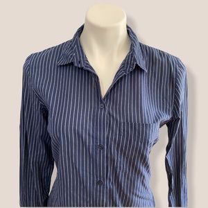H&M Blue Striped Long Sleeve Button Down